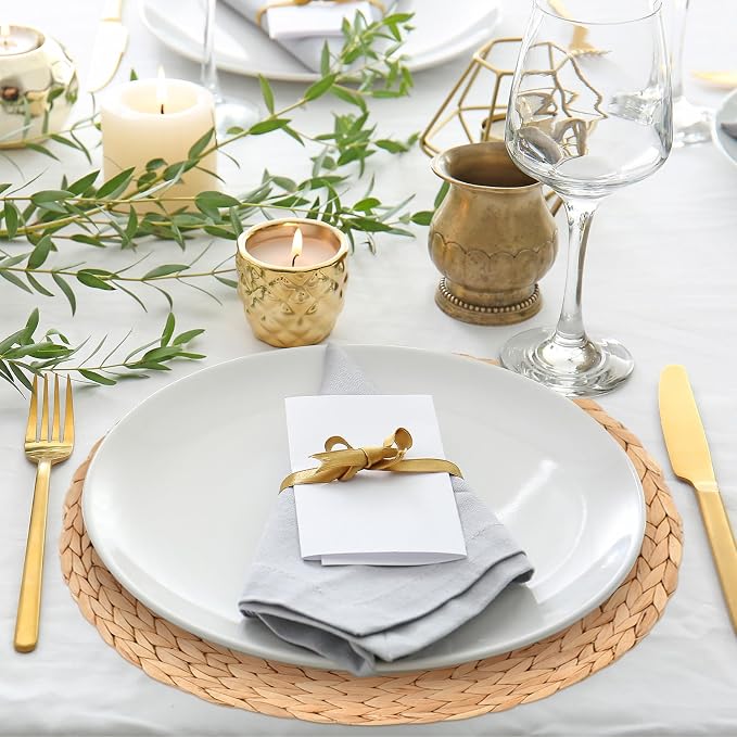 Sinmoe 100 Pcs Disposable Paper Placemats Bulk,Natural,Woven | Paper Charger Place Mat Party Charger Plates Table Place Mats for Dinner Wedding Birthday Baby Shower Spring Dining Tableware