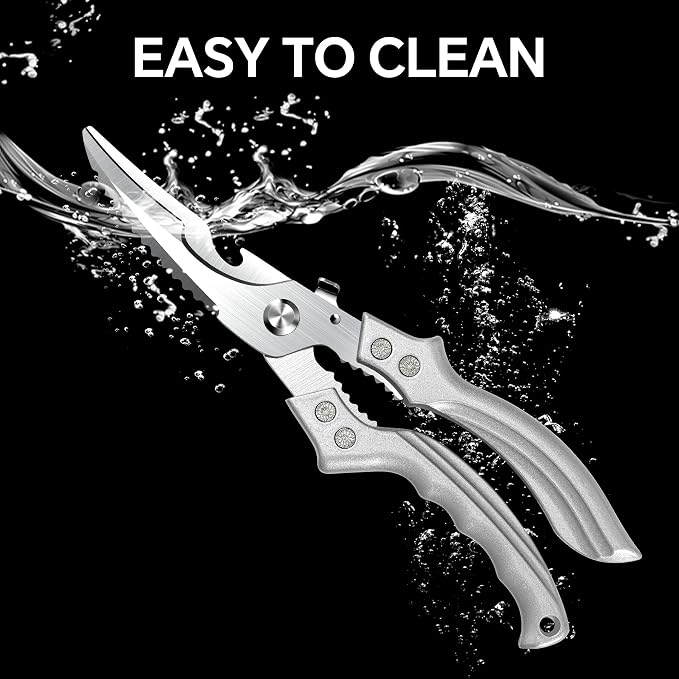 2PCS Kitchen Shears Set Multi-Purpose Kitchen Scissors for Food Heavy Duty | Culinary Chef Scissors for Chicken Meat Vegetables Herbs Scaling Fish, Good Grips, Professional Poultry Shears, Silver