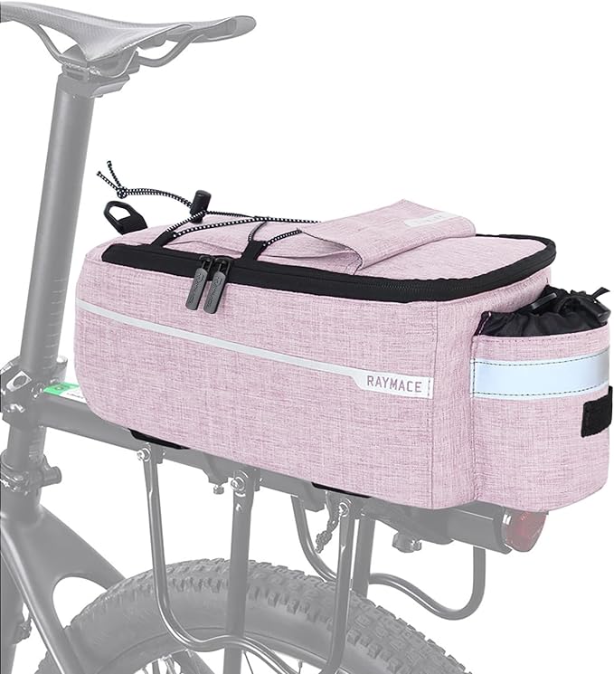 RAYMACE Bike Rear Rack Bag, Bike Trunk Cooler Bag | Bicycle Pannier for Warm or Cold Items(Pink)