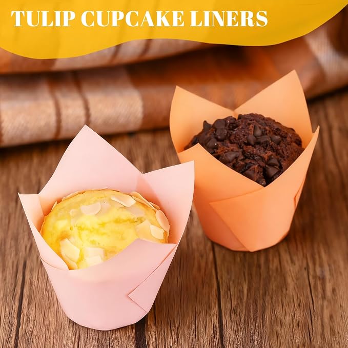 120 Counts Colorful Tulip Cupcake Liners for Baking Cups, Food Grade Parchment Paper Muffin Liners Holders, Standard Tulip Cupcake Liners, Greaseproof Cup Cake Wrappers for Party, Christmas, Neyimqr