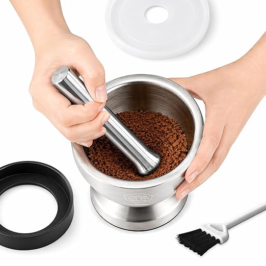 304 Stainless Steel Mortar and Pestle Set with Anti-Slip Silicone Pad | Keeps the bowl steady, Weighty pestle crushes spices, herbs and pills with less effort, Included Cleaning Brush and Lid