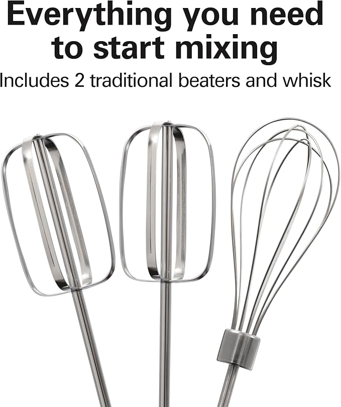 Hamilton Beach 6-Speed Electric Hand Mixer with Whisk,Traditional Beaters,Snap-On Storage Case,250 Watts,White,(Pack of 2)