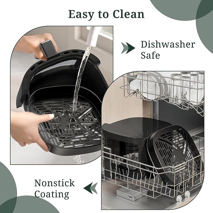 Air Fryer, 6QT Airfryer with Viewing Window, 12-in-1 Digital Air Fryer Oven, 400°F Fast Heating, Nonstick & Dishwasher Safe Square Basket, Air Fry, Roast, Bake, Reheat, Dehydrate for Family Meals