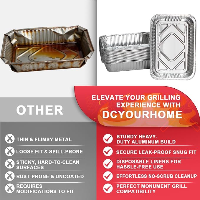 Universal Grease Drip Pans for Monument Grills Aluminum Grease Tray Liners | Fits Monument 24367 24633 35633 25392 41847NG 17842 14633 ect Gas Grill Parts, replace #D010012705, #A02122319, 20 pcs
