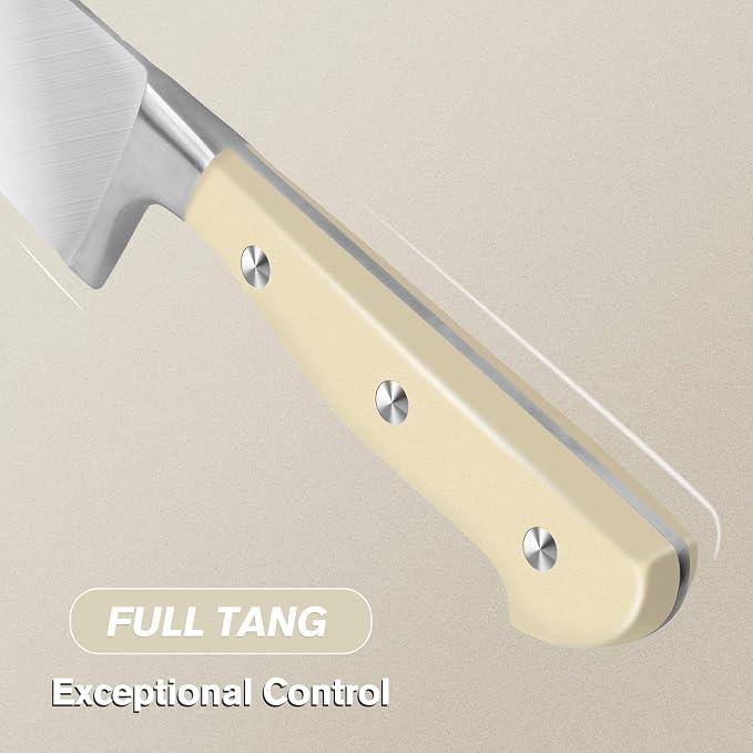 Knife Set with Block, Kitchen Knife Set with Block and Sharpener | High Carbon Stainless Steel 14 Pieces Kitchen Knives Sets, Anti-Slip Ergonomic Handle, Home Kitchen Cooking, Dishwasher Safe