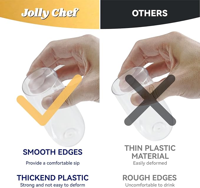 JOLLY CHEF 48 Pack Stemless Plastic Champagne Flutes 9 oz, Crystal Clear Stemless Plastic Toasting Glasses, Clear Disposable Unbreakable Drinkware Ideal for Wedding, Birthday, Party, Thanksgiving