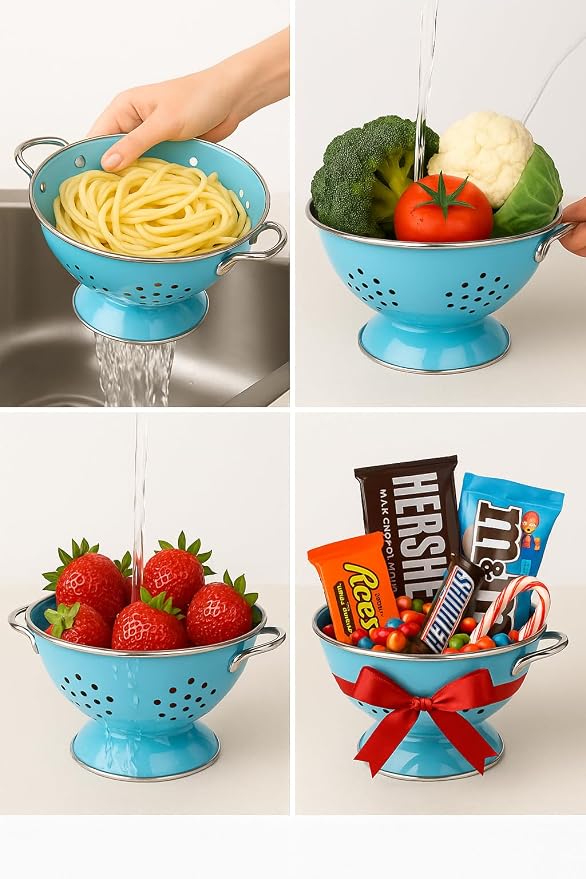 Calypso Basics by Reston Lloyd Powder Coated Enameled Colander, 1.5 Quart, Turquoise