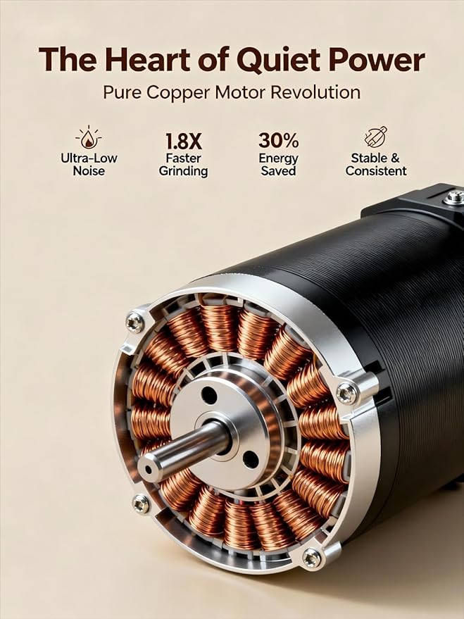 LAMIDO Portable Electric Burr Coffee Grinder - Grind While Charging - Visual Bean Hopper - 38 External Grind Settings - 1.8X Faster Grinding - 2000 mAh Battery for Travel, Camping (Light Beige, E96T)