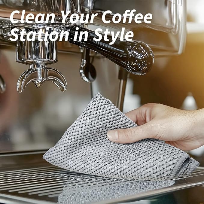 Barista Towels 6 Pack, Espresso Machine Accessories, 12"x12" | Thick Microfiber Coffee Cleaning Cloths, Essential Coffee Bar Accessories, Ideal for Steam Wands, Milk Frother, Countertops