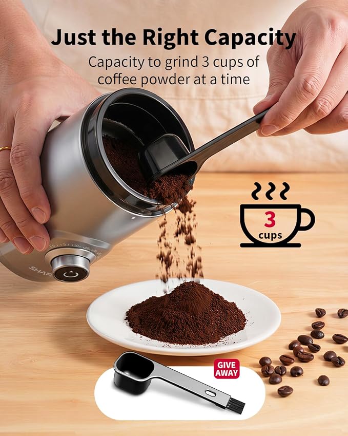SHARDOR Electric Super Silent Blade Coffee Grinder, Timed Grind Control Rotary Knob, Adjustable Coarse to Fine for Coffee Beans, Spices & Herbs, Silver