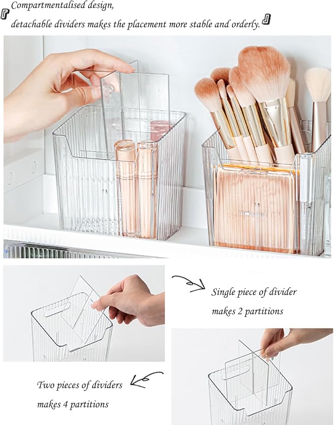 Lae Nuvole 2Pcs Storage Organizer Bins, Wall Mount Toothbrush Holder, Green | with Dividers & 4 Adhesive Pads, No Drill, Renter Friendly, BPA-Free PET; Fits Bathroom, Apartment, RVs, Cabinet/Pantry Door