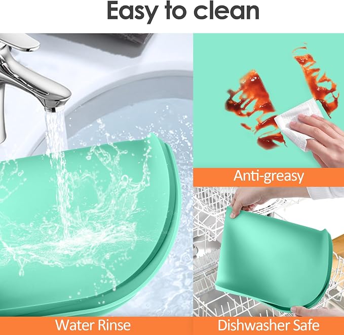 Silicone Coffee Maker Mat with Lip for Countertops, 24'' x 16'', Mint Green | Multi leak-proof coffee tray for countertop, non-slip silicone mat fits most coffee makers & espresso machines, wipe-clean