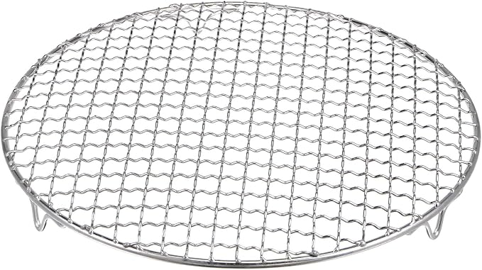 HARFINGTON Round Cooking Rack 11-inch 201 Stainless Steel Cross Wire Barbecue Grill Net with 20mm Legs for Cooking Baking Steaming BBQ