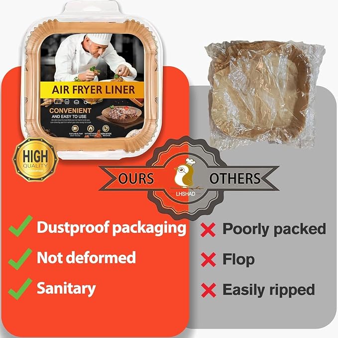 Air Fryer Liners Disposable for Instant Pot Vortex Plus 6QT XL Air Fryer, Instant Pot 6 QT Air Fryer Liners, 200Pcs Parchment Paper Liners for 6-8qt Air Fryer