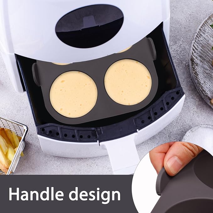 Silicone Muffin Pan for Air Fryer and Oven, 4-Cup, Set of 2 | Non-Stick Baking Mold, Easy-Grip Handles, 6.89 x 6.50 in Pan, Egg Bite Mold, Flexible Silicone