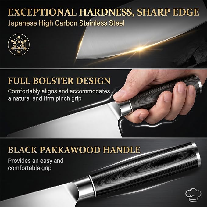 Cleaver Knife 7 Inch, Ultra Sharp Japanese Meat Cleaver Gift Box | High Carbon Stainless Steel Knives with Pakkawood Handle, Bone Chopper for Vegetable Meat, Home Kitchen, Dishwasher Safe