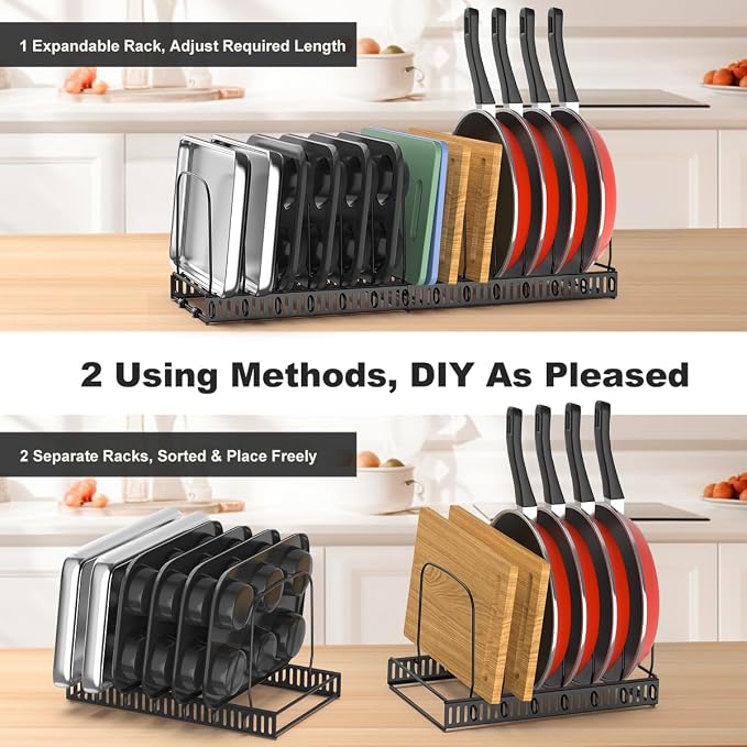 Housolution 2 Pack Cutting Board and Baking Tray Cookie Sheet Organizer | 12"-23" Expandable, 14 Adjustable Dividers, Sturdy Metal Construction, Easy Assembly