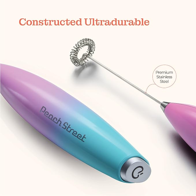 Powerful Handheld Milk Frother, Mini Milk Foamer, Battery Operated (Not included) Stainless Steel Drink Mixer for Coffee, Lattes, Cappuccino, Frappe, Matcha, Hot Chocolate.
