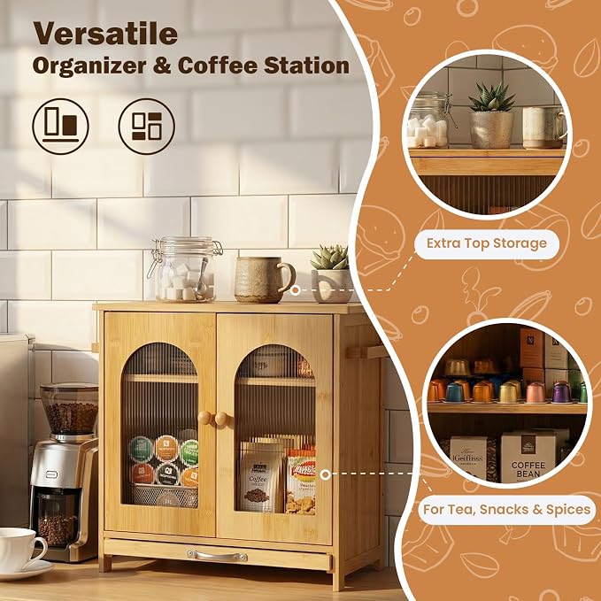 Bread Box for Kitchen Countertop: with Cutting Board Bamboo Storage Container for Homemade Bread, Two Layer Breadbox under Cabinet Mount, Large Bread Holder for Kitchen Counter, Pantry Shelf