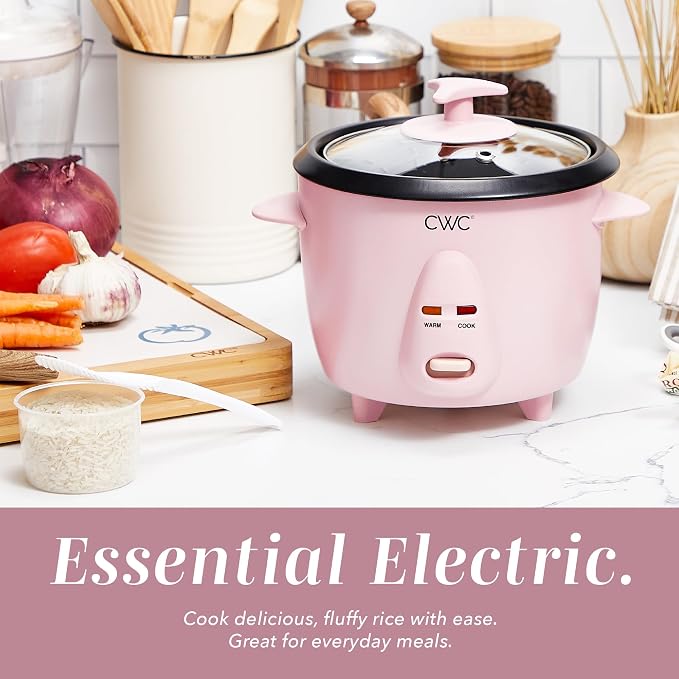 COOK WITH COLOR 6 Cup Rice Cooker 300W - Effortless Cooking and Perfectly, Cooks 3 Cups of Raw Rice for 6 Cups of Cooked Rice, Pink