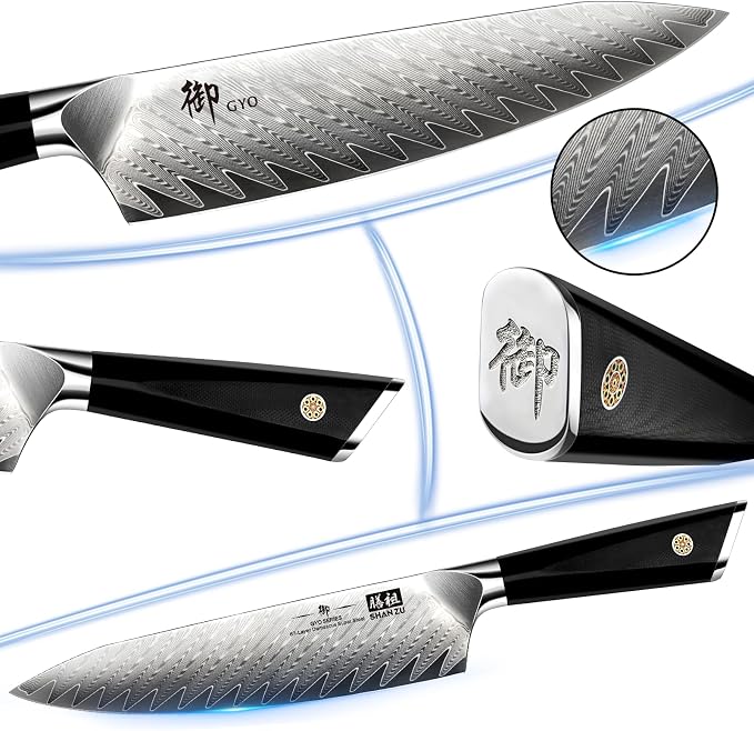 SHAN ZU Damascus Chef Knife 8 inch, 67-Layer High Carbon Steel | Ultra Sharp Japanese Chef Knife,Professional Kitchen Utility Knives with G10 Ergonomic Handle Cooking Knife with Gift Box