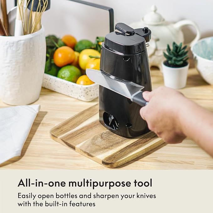 bella Electric Can Opener and Knife Sharpener, Black