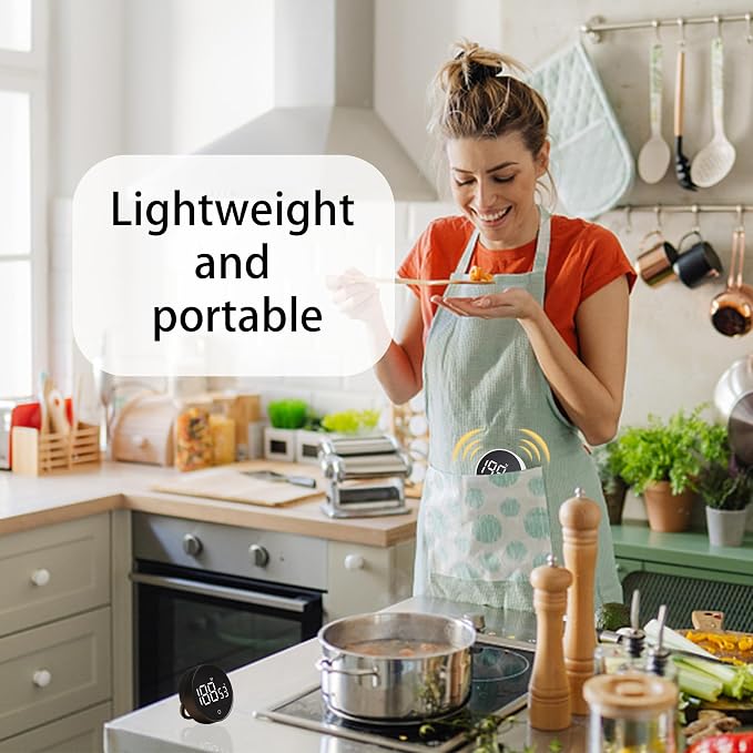 Digital Kitchen Timers, Magnetic Rotary Timer with Large LED Display, 3 Volume Levels, 0-199Min Countdown/Up, Easy Operation for Cooking, Studying, Fitness, Kids & Seniors