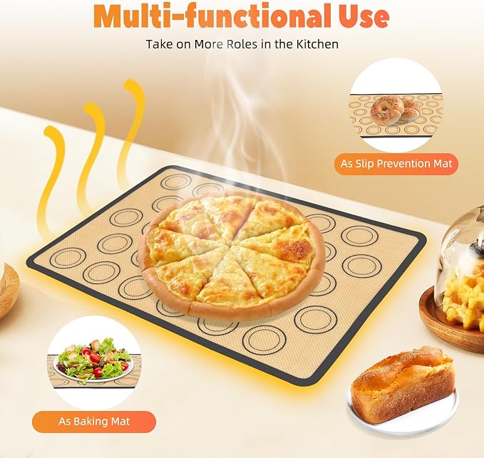 Silicone Baking Mat 30 Rings Dough Guide Nonstick Oven Safe 16.5x11.6in | Home baking cookie pastry dough shaping mat with 30-ring guide for even portions and consistent baking results