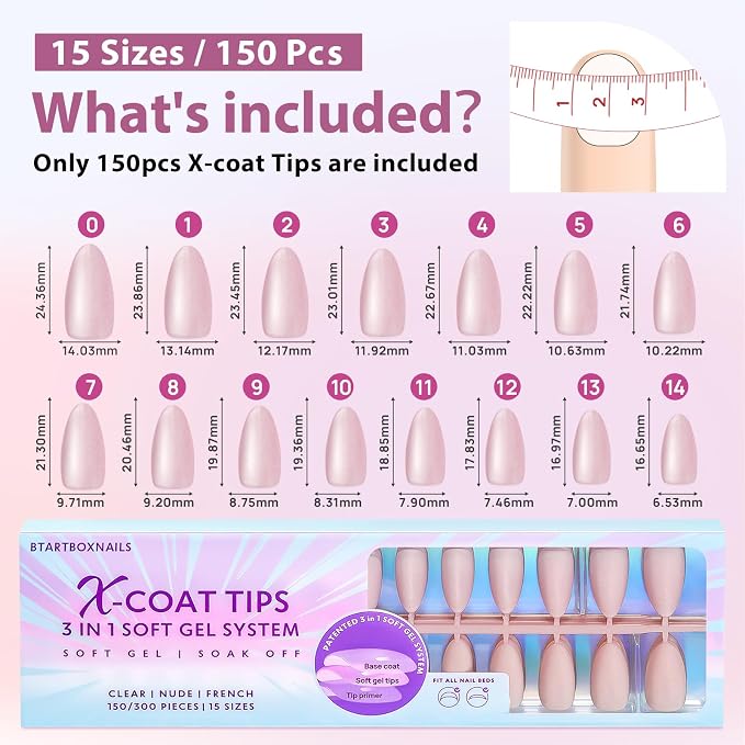 BTArtboxnails XCOATTIPS Cat Eye Press On Nails, Medium Almond, Bling Baby | Lamp-Curable 4-Week Wear, Salon Quality Value at Home, Natural Nail Look, Easy-to-Apply for Beginners, 150ct Nail Tips Only