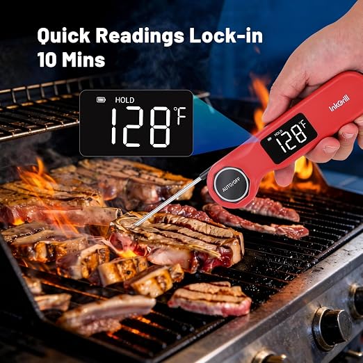 Instant Read Grill Thermometer, ±0.5°F Accuracy Meat Thermometer | Wireless Digital Oven Meat Thermometer with Clearer Backlit Screen for Outdoor Grill BBQ Steak Turkey Rechargeable Waterproof