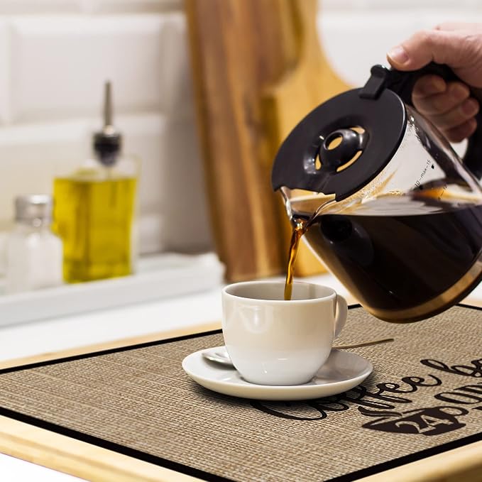 2 Pcs 20 x 14 Inch Coffee Placemats for Countertop,Fresh Style