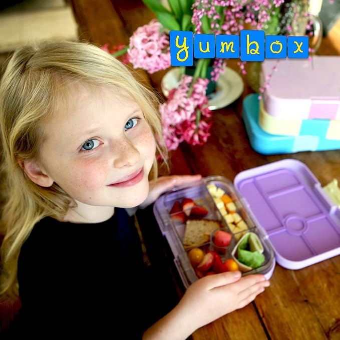 Yumbox Original Leakproof Bento Lunch Box - Lavande Purple Unicorn | 5 Compartments + built-in Dip Well, Lightweight, Compact, Easy Open Latch, Kid-Friendly