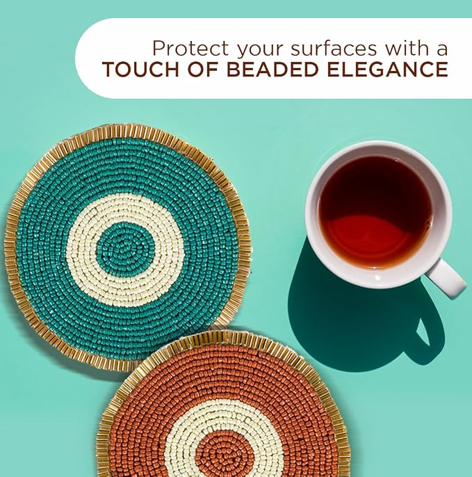 Folkulture Fall Coasters Set of 4 for Drink Non Slip, Easy to Clean - 4 Inch