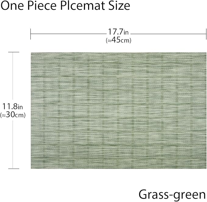 PIGCHCY Countryside Placemats Set of 4 Woven Heat Resistant Placemats Washable Easy to Clean Table Mats for Dining Room and Decor (Pear Green)