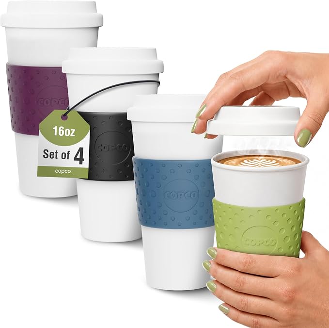 Copco Acadia Travel Mug, 16 Oz - Black, Plum, Blue, Green, Set of 4