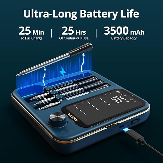 Wireless Meat Thermometer with WiFi 5G & Bluetooth 5.4, Smart Meat Thermometer for BBQ、Oven, Food Thermometer Digital with 4 Probes & 5 Sensors, NIST Accuracy, Apple Watch Alerts, 25H Use, Waterproof