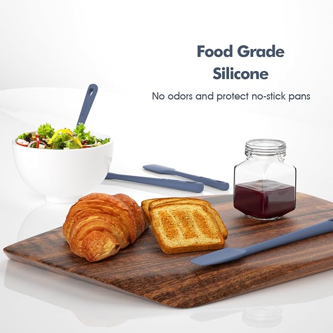 ChefAide 4 Pieces Silicone Spatula Set, Food Grade Rubber Spatula, Upgrade Strong Handle with Ergonomic Grip, Heat Resistant for Nonstick Cookware, Cooking
