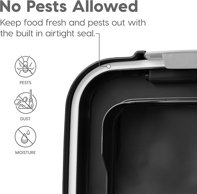 IRIS USA Dog Food Storage Container 30 lb + 11lb Airtight Combo, Stackable Pet Food Storage Bin with Wheels for Cat Dog Food, BPA Free, Made in USA, Black | Stackable Pet Food Plastic Storage Bins with Wheels for Cat and Dog Food, Made in USA