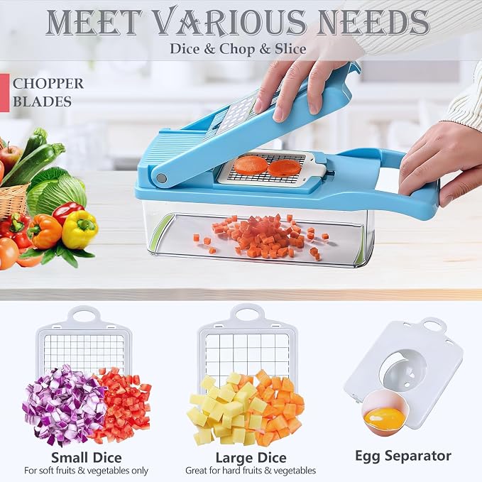 Vegetable Chopper Mandoline Slicer Home Kitchen Appliance Essential Gadget | Pro-Series Veggie Cutter with Container for Food Onion Fruit Salad Potato Christmas Gift House Cooking Supply Tool