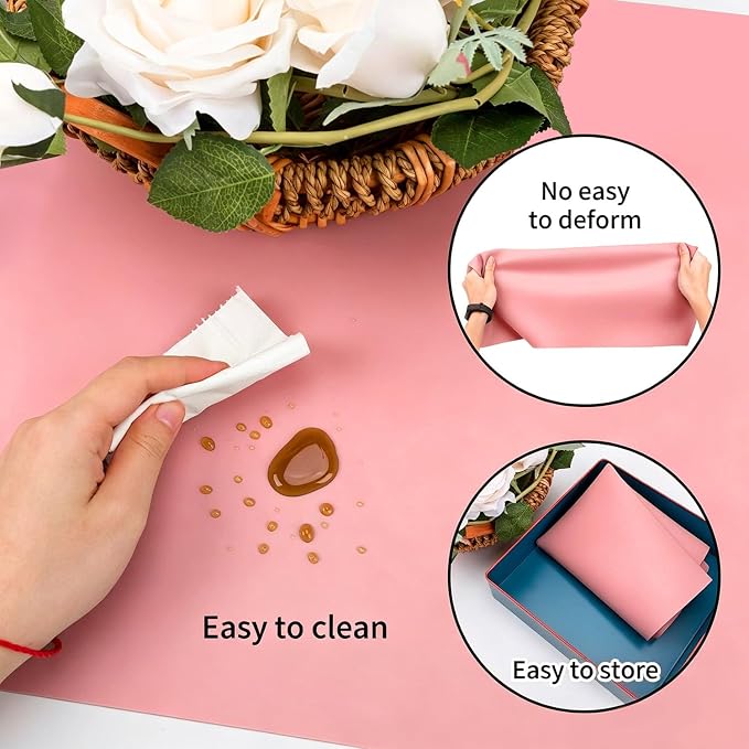 Extra Large Silicone Mats for Kitchen Counter, 27.6'' x15.7'' Silicone Placemats for Kids, Nonstick Silicone Mat for Baking Crafts, Nonskid Heat Resistant Mat Pink Kids Placemats for Table, Pink