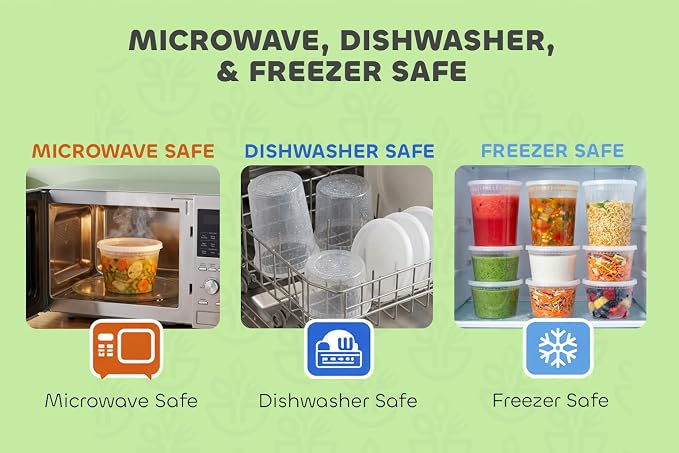 48 Sets Plastic Deli Containers with Lids - 16oz Pint & 32oz Quart | Leak Proof, Microwaveable, Dishwasher & Freezer Safe - Plastic Food Storage, Meal Prep, Restaurant & Soup Containers
