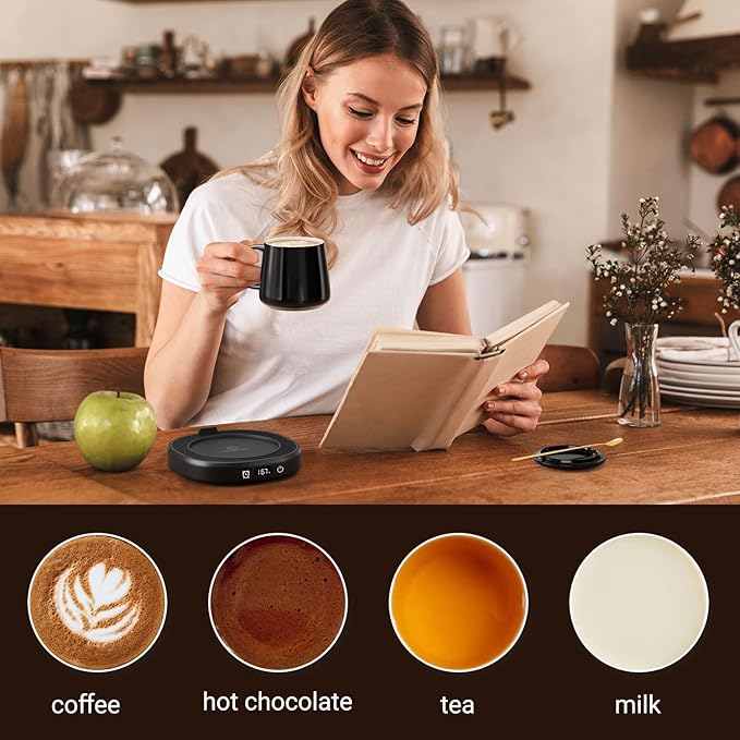Coffee Mug Warmer & You are Awesome Mug Set, Electric Cup Warmer for Desk | Beverage Warmer Plate for Coffee, Tea, 4 Temperature Setting, 8-Hours Auto Shut Off, 14oz Mug with Spoon & Lid Included