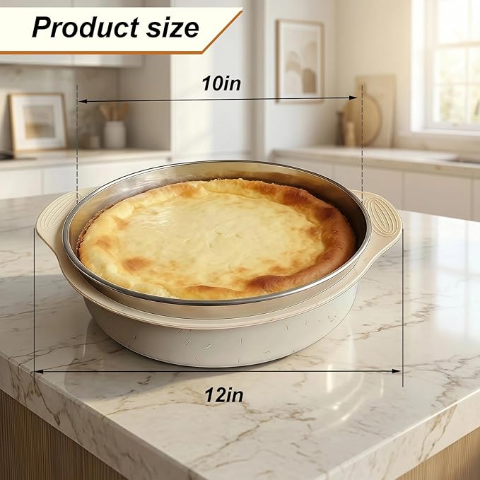 10" Silicone Springform Protector, Leakproof Water Bath, White