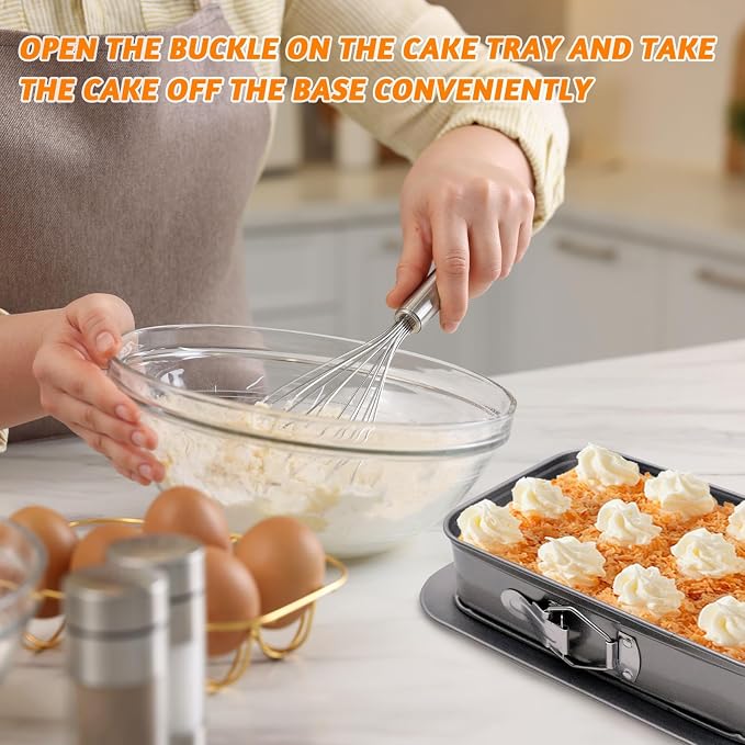 Rectangular Springform Pan, 9.6 x 5.6 x 2.1 inch Rectangle Cake Pan with Removable Bottom, Rectangular Cake Baking Trays Cheesecake Tin for Tortes Cheesecake Mousse