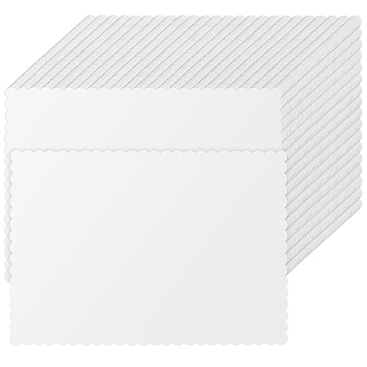 1000 Pcs White White Disposable Paper Placemats Bulk Scalloped Edge 14.6 x 10.2 Inches Blank Paper Place Mats Bulk Party Blank Table Mat for Adults Holiday Dinning Table Decor