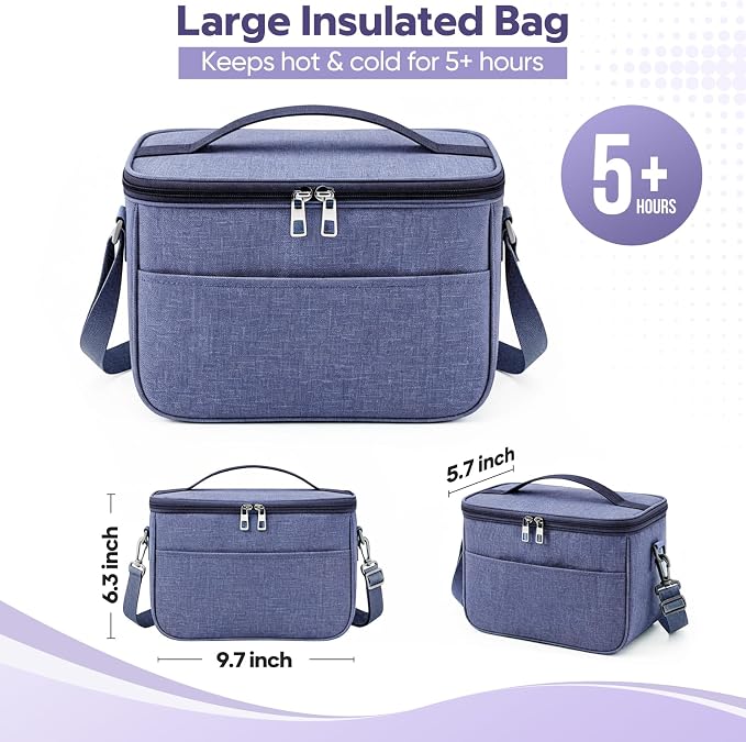 HOMETALL Bento Box Adult with Insulated Lunch Bag - 3 Stackable Leak-Proof Lunch Box Containers for Women & Men - BPA Free Lunchbox with Utensil Set (Spoon, Knife, Fork) for Work, Picnic, Dining Out