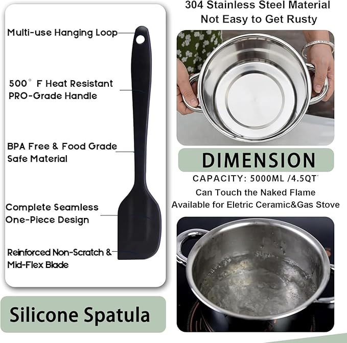 3.1QT Double Boiler Chocolate Melting Pot with 4.5QT Stainless Steel Pot | 304 food-grade steel, rust-proof. Melt chocolate, butter, candy, wax, soap. Stovetop safe, Dishwasher safe