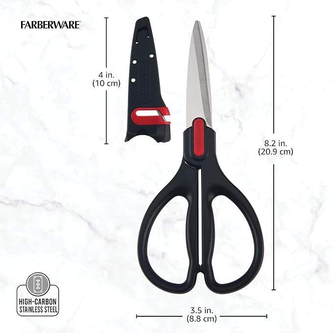 Farberware Self-Sharpening Stainless Steel All-Purpose Shears with Edgekeeper Sleeve