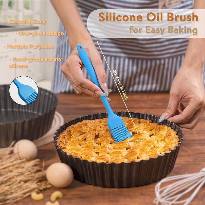 2 Pack 9.5 Inch Pie Pan with Removable Bottom for Baking Deep Quiche Dish | Deep Quiche Tart Pan Non Stick for Oven, Fluted Pie Dish Plate Tin for Apple, Pot Pies, Cheesecakes and Desserts Vnray