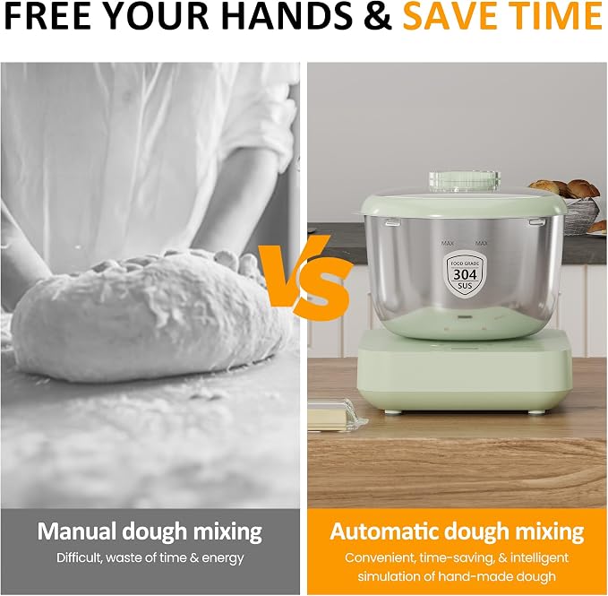 Sunvivi 5.2QT Electric Dough Maker with Ferment Function | Dough Mixer with Weighing Function, Household Bread Maker Flour Kneading Machine with Stainless Steel Bowl, Touch Panel